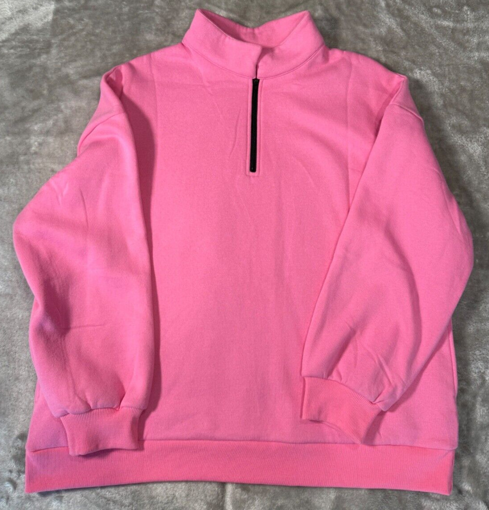 Bubblegum Pink Mock Neck Oversized Sweatshirt Womens Size L Casual Athleisure
